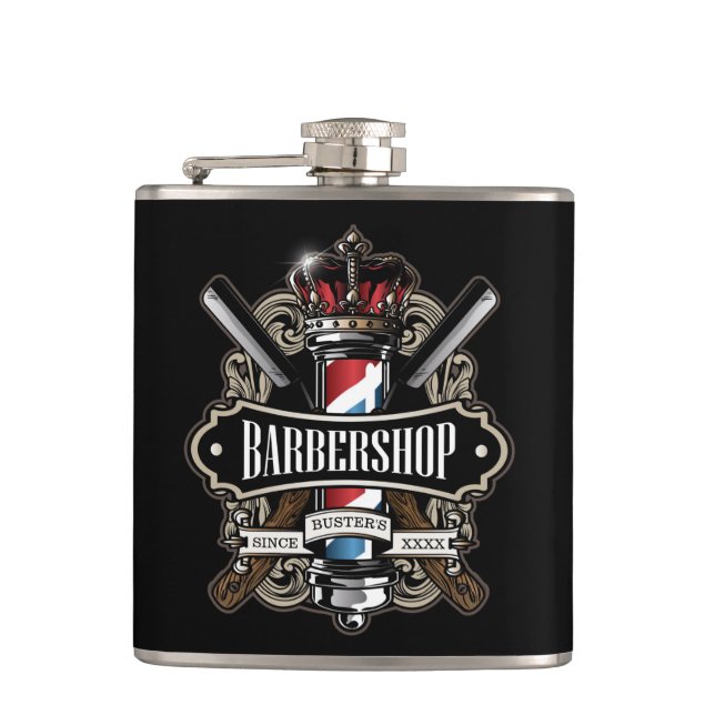 Elegant Barbershop Logo Flask (Front)