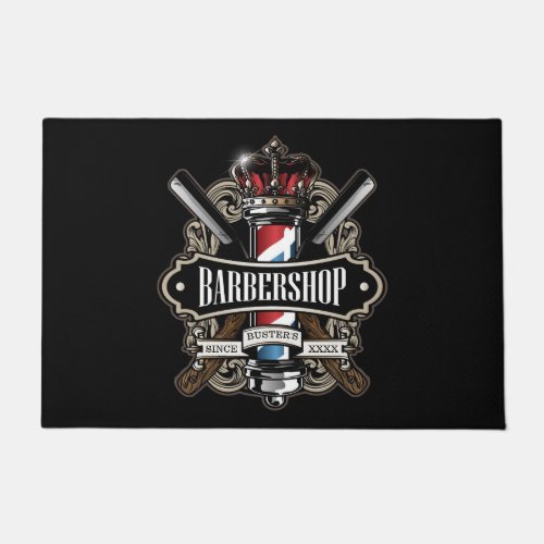 Elegant Barbershop Logo Personalize  24 x 36 Doormat