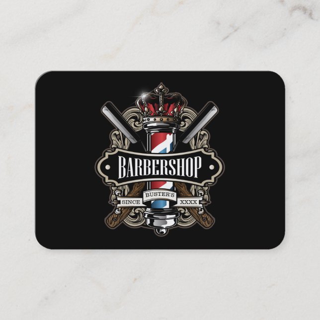 Elegant Barbershop Logo Personalize Business Card (Front)