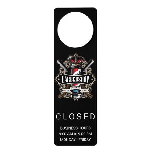 Elegant Barbershop Logo Personalize Door Hanger