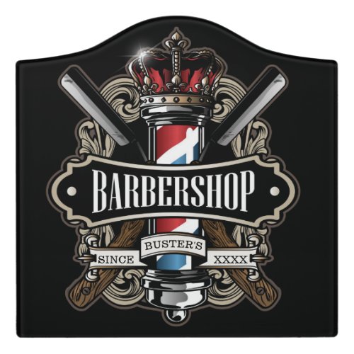 Elegant Barbershop Logo Personalize Door Sign