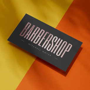 Elegant Barbershop Rose Gold Glitter   Business Card
