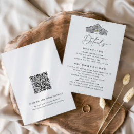 Elegant Barn Details QR Code Wedding Enclosure Card