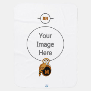 Elegant Barn Owl Monogram Baby Blanket