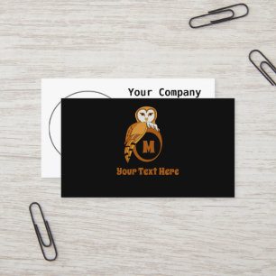 Elegant Barn Owl Monogram Business Card