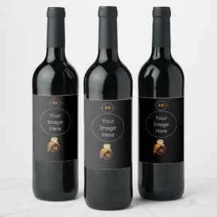 Elegant Barn Owl Monogram Wine Label