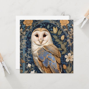 Elegant Barn Owl William Morris Inspired Floral
