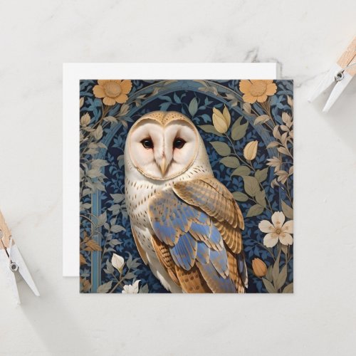 Elegant Barn Owl William Morris Inspired Floral