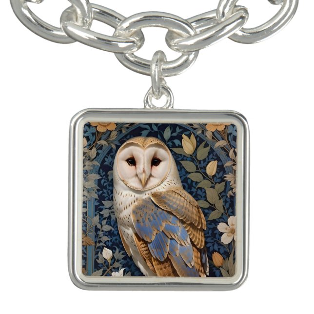 Elegant Barn Owl William Morris Inspired Floral Bracelet (Design)
