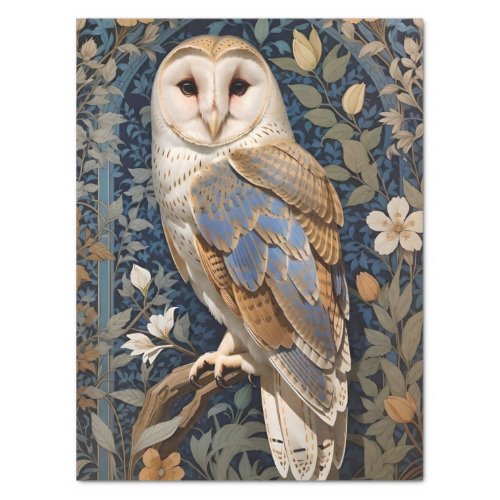 Elegant Barn Owl William Morris Inspired Floral Tissue Paper