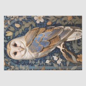 Elegant Barn Owl William Morris Inspired Floral Tissue Paper