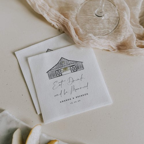 Elegant Barn Wedding Quote Paper Napkin