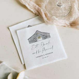 Elegant Barn Wedding Quote Paper Napkin