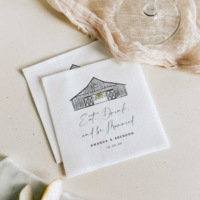 Elegant Barn Wedding Quote Paper Napkin (Creator Uploaded)