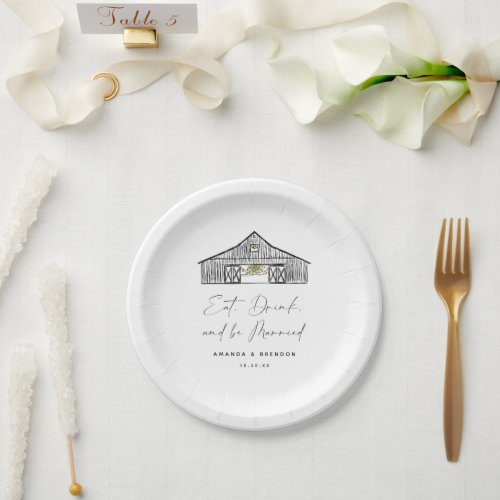 Elegant  Barn Wedding Quote Paper Plate
