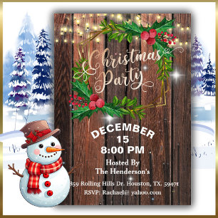 Elegant Barn Wood String Lights Christmas Invitation