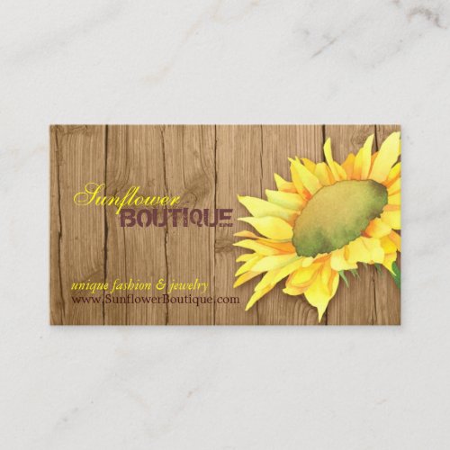 Elegant Barnwood Sunflower Fashion Business Cards