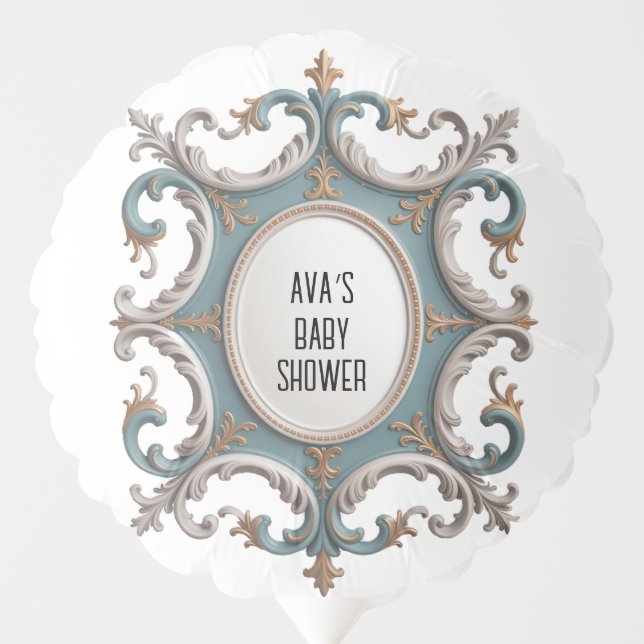Elegant Baroque Baby Boy Shower Balloon (Front)
