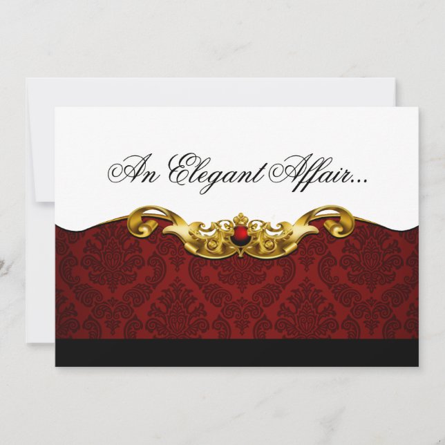 Elegant Baroque Black Tie Event (red) Invitation (Front)