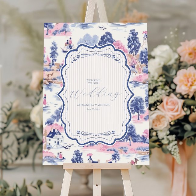 Elegant Baroque Blue French Garden Floral Wedding Foam Board (Creator Uploaded)