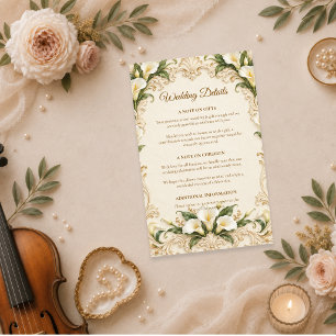 Elegant Baroque Calla Lily Wedding Enclosure Card