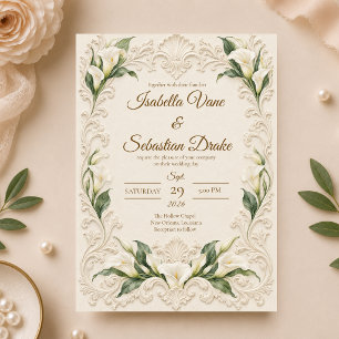 Elegant Baroque Calla Lily Wedding Invitation