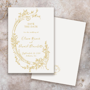 Elegant Baroque Chinoiserie Vintage Gold Wedding Save The Date