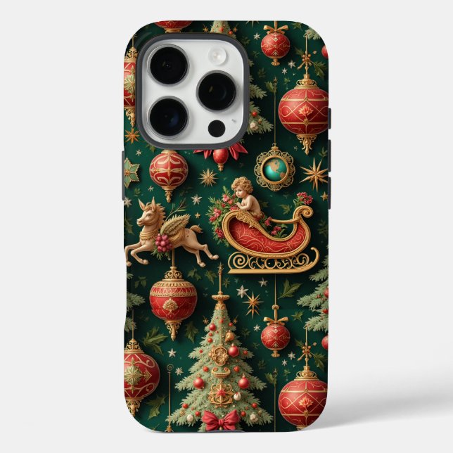 Elegant Baroque Christmas Apple iPhone 16 Pro Case (Back)