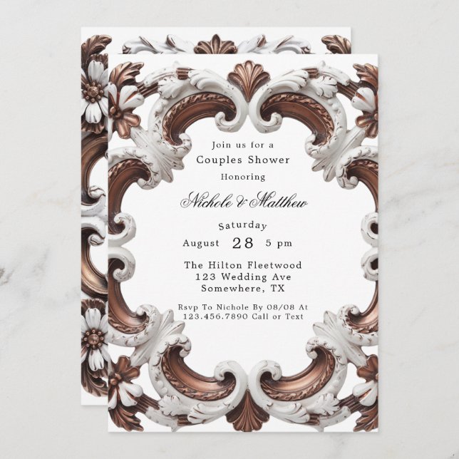 Elegant Baroque Couples Shower Invitation (Front/Back)