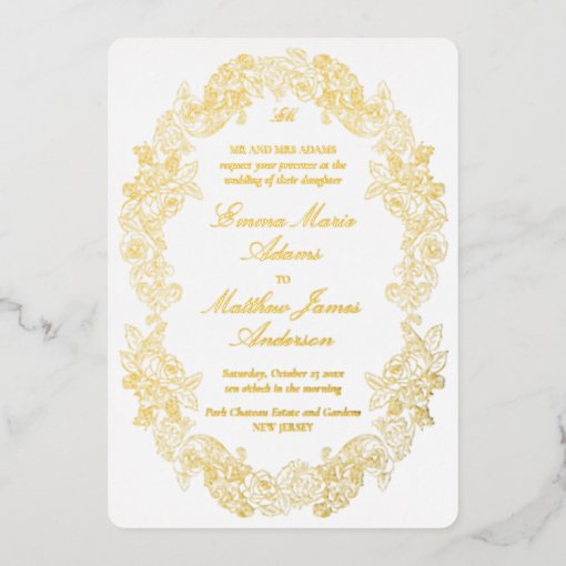 Elegant Baroque Crest Monogram Wedding Foil Invitation | Zazzle