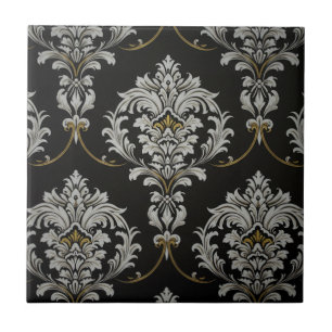 Elegant Baroque Damask Ceramic Tile