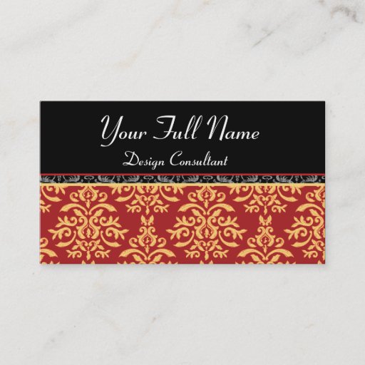 Customizable Elegant Baroque Damask Designer Business Cards