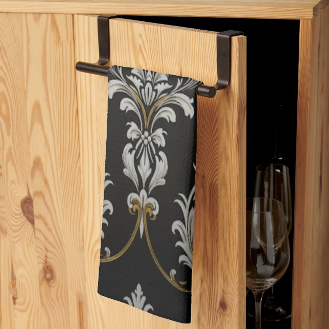 Elegant Baroque Damask Kitchen Towel (Thirds Fold)