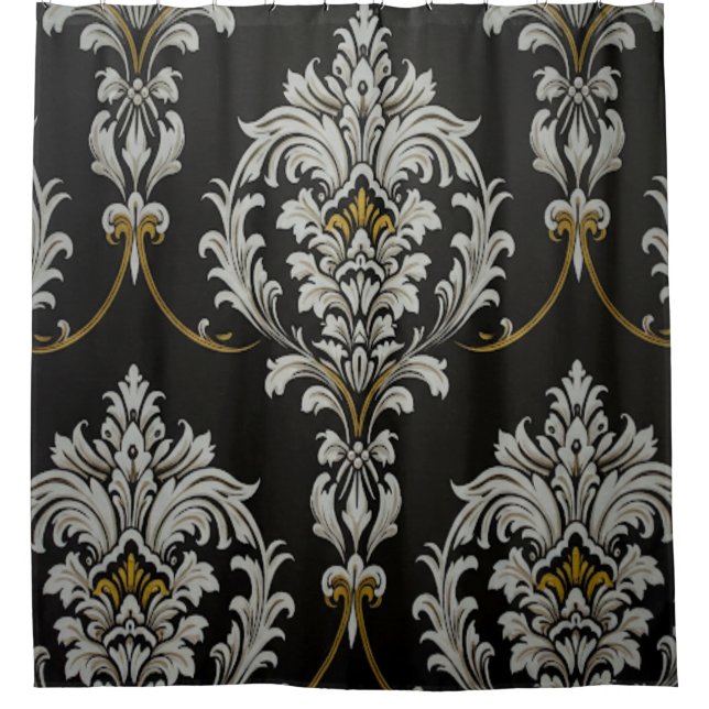 Elegant Baroque Damask Shower Curtain (Front)