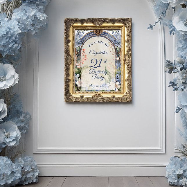 Elegant Baroque Floral Arch 21st Birthday Party Poster (Elegant Baroque Floral Frame 21st Birthday Party Poster - Print  | Digital Download)