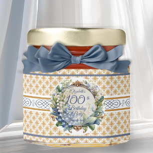 Elegant Baroque Floral Frame 100th Birthday Party Honey Jar Favors