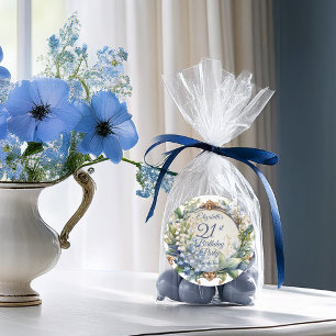 Elegant Baroque Floral Frame 21st Birthday Party Classic Round Sticker