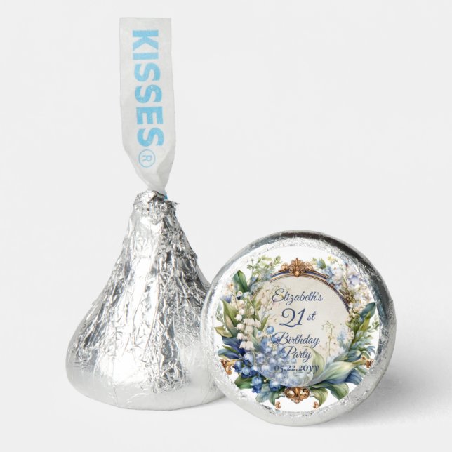 Elegant Baroque Floral Frame 21st Birthday Party Hershey®'s Kisses® (Front)