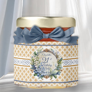 Elegant Baroque Floral Frame 21st Birthday Party Honey Jar Favors