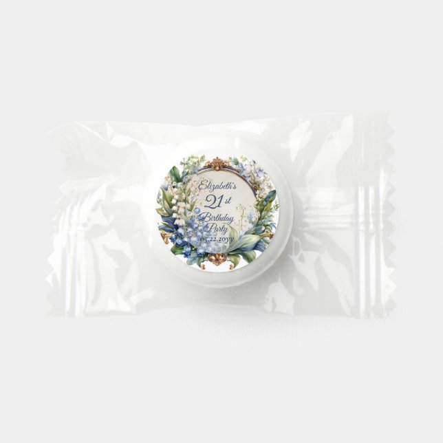 Elegant Baroque Floral Frame 21st Birthday Party Life Saver® Mints (Front)