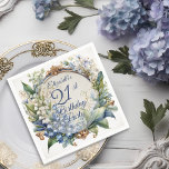 Elegant Baroque Floral Frame 21st Birthday Party Napkins<br><div class="desc">A stunning garden-inspired birthday party design featuring an elaborate Baroque-style decorative circular frame adorned with an elegant blend of floral motifs. The dusky blue frame is gracefully draped in delicate Lily of the Valley and Hawthorn flowers, creating a romantic and timeless atmosphere. The intricate detailing of the Baroque elements adds...</div>