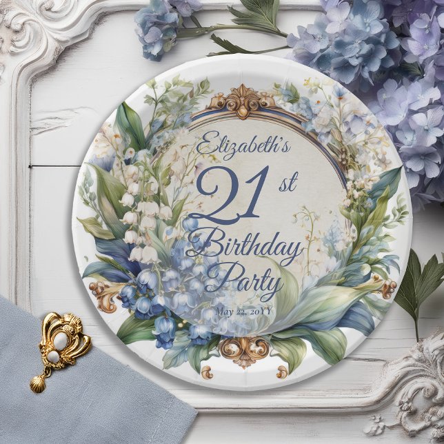 Elegant Baroque Floral Frame 21st Birthday Party Paper Plates (Elegant Baroque Floral Arch 21st Birthday Party Round Paper Plate)