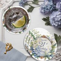 Elegant Baroque Floral Frame 21st Birthday Party