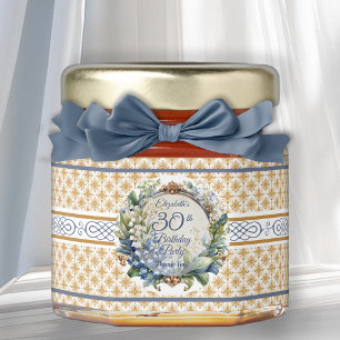Elegant Baroque Floral Frame 30th Birthday Party Honey Jar Favors