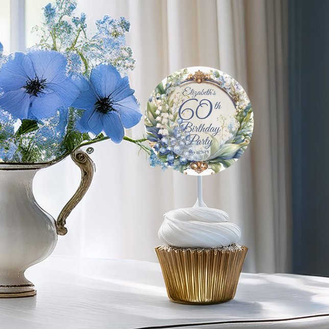 Elegant Baroque Floral Frame 60th Birthday Party Classic Round Sticker (Elegant Baroque Floral Frame 60th Birthday Party Classic Round Sticker)