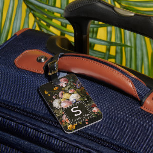 Elegant Baroque Flowers Still Life Art Painting Luggage Tag