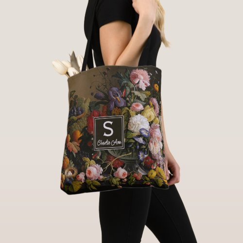 Elegant Baroque Flowers Still Life Art Painting Tote Bag