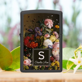 Elegant Baroque Flowers Still Life Art Painting Zippo Lighter by All_In_Cute_Fun at Zazzle