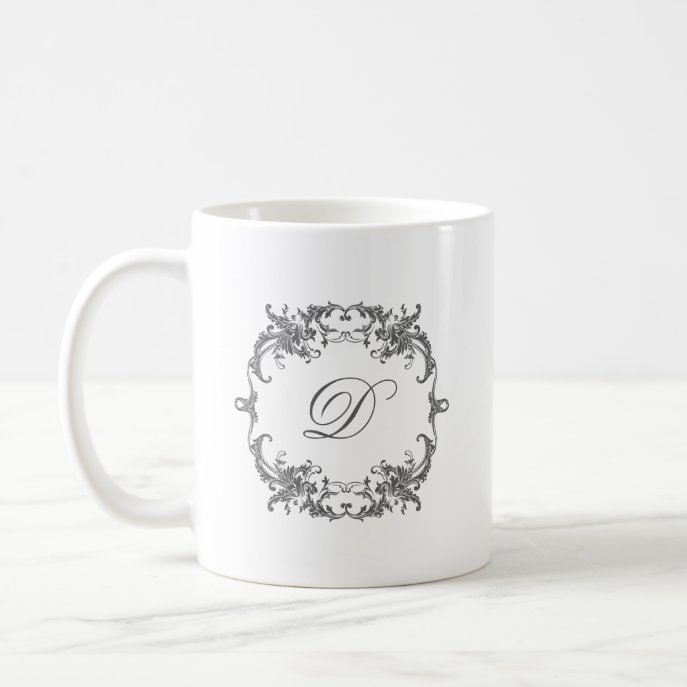 Elegant Baroque Frame with Your Monogram Initial Coffee Mug