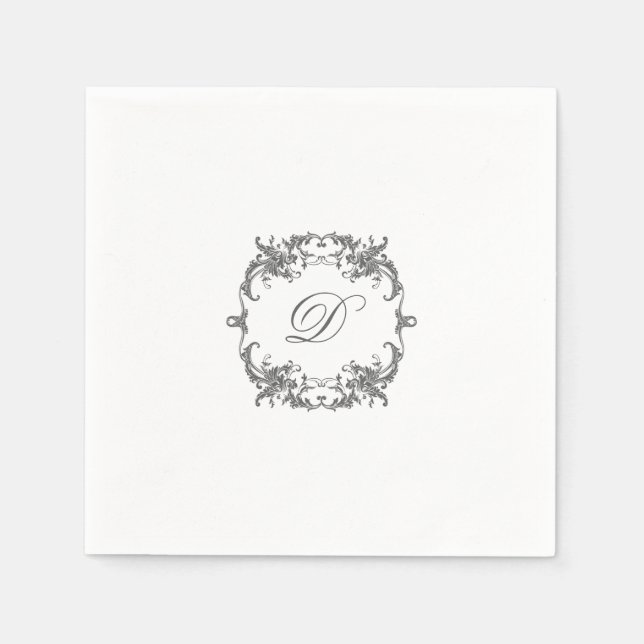 Elegant Baroque Frame with Your Monogram Initial Napkins (Front)